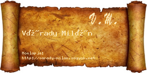 Várady Milán névjegykártya